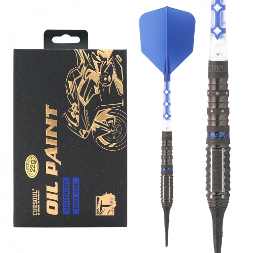 CUESOUL SUSPENSION 19g/22g Soft Tip 90% Tungsten Dart Set with Oil Paint Finished and Unifying ROST T19 Flight