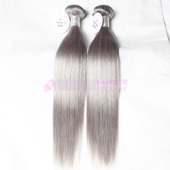 New fashion tangle free natural straight hair weft grey Brazilian hair