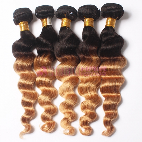 Ombre Malaysian hair Loose wave virgin Human Hair Weave&nbsp; Omber 1b/27 weave