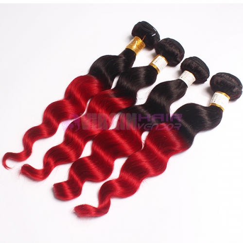 Ombre Peruvian Hair Loose wave Peruvian Human Hair Weave Bundles  Ombre Hair Extensions