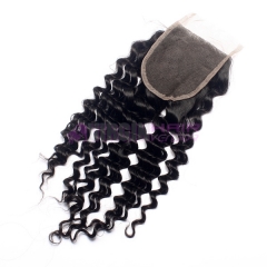 Super Quality virgin remy hair peruvian human curly hair lace closure