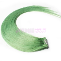 Skin Weft No Shedding Tape Hair Silky Straight Green color