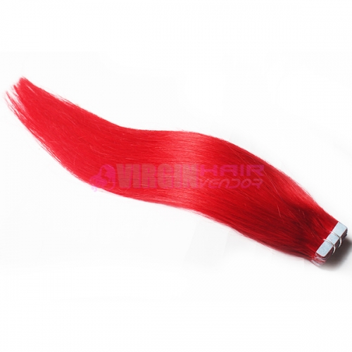 natural straight hair 100% tape hair extension red color