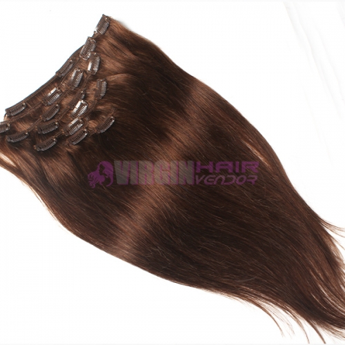 Remy Virgin Brazilian Hair Clip In Extensions #4 Clip In Human Hair Extensions