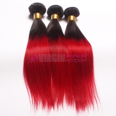 unprocessed russian hair weave ombre hair extensions 1b/red virgin hair