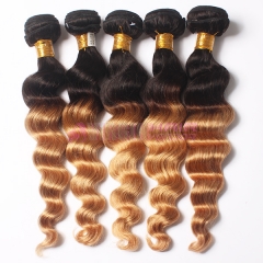 Ombre brazilian hair Loose wave virgin Human Hair Weave Omber 1b/27 weave