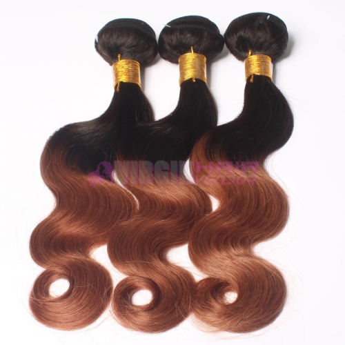 Top grade real virgin human hair Brazilian ombre hair weaves