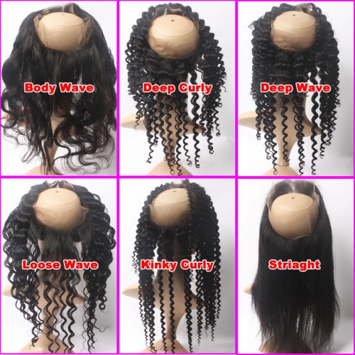 Good grade 100 % virgin human hair 360 bang frontal body wave natural color