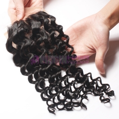 8-18 Inch Top Grade 4x4 inch Silk Base Lace Closure Deep curl Free part & Middle part three part