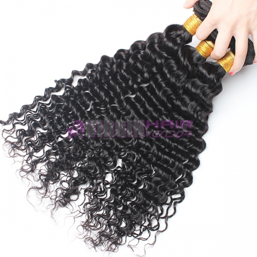 Normal grade 100% Human Hair Deep wave Black color