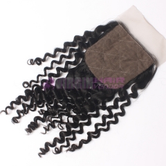 8-18 Inch Good grade 4x4 inch Silk Base Lace Closure Kinky Curl  Free part & Middle part three part