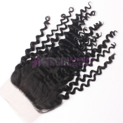 8-18 Inch Good grade 4x4 inch Silk Base Lace Closure Kinky Curl  Free part & Middle part three part