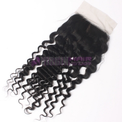 8-18 Inch Good grade 4x4 inch Silk Base Lace Closure Curl Free part & Middle part three part