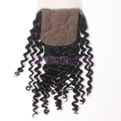 8-18 Inch Good grade 4x4 inch Silk Base Lace Closure Kinky Curl  Free part & Middle part three part