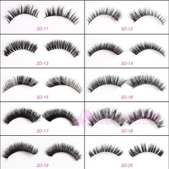 NO.11-20 100% Handmade Real Mink Fur False Eyelash 3D Strip Mink Lashes Thick