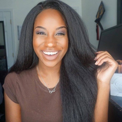 150% destiny free part human hair full lace wig for sale kinky straight texture natural color