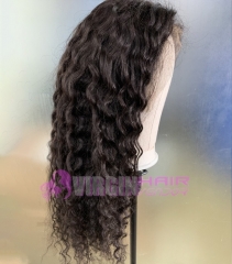 Super grade 8-24inch Loose Curly lace frontal wig 100% virgin brazilian hair in stock factory supplier