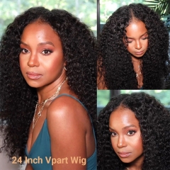 New V Part Wig Human Hair No Leave Out Deep Wave Wig Upgrade U Part Wig No Glue & Suit Your Natural Hair Curly Human Hair Wig