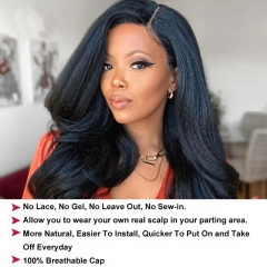 V Part Wig Human Hair Kinky Straight Wig Glueless Upgrade U Part Wig Yaki Human Hair Wigs For Women No Leave Out Wig