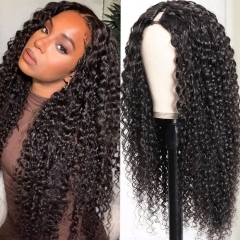 V Part Wig Human Hair No Leave Out Brazilian Kinky Curly Human Hair Wigs for Women Deep Wave Wigs