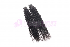 Wholesale virgin brazilian deep curly tape in human hair extensions #1b