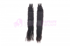 Wholesale virgin brazilian kinky curly tape in human hair extensions #1b