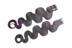 Wholesale virgin brazilian body wave tape in human hair extensions #1b