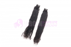 Wholesale virgin brazilian kinky curly tape in human hair extensions #1b