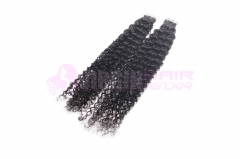 Wholesale virgin brazilian deep curly tape in human hair extensions #1b