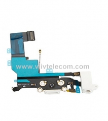 Charging Port USB Port Dock Connector Headphone Jack Mic Flex Cable Replacement for iPhone 5S - White