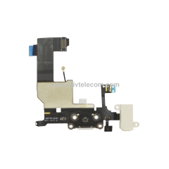 Dock Connector and Headphone Jack Mic Flex Cable for iPhone 5 - White
