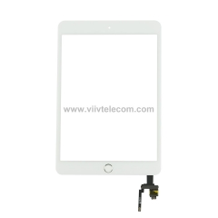 Touch Screen Digitizer with Home Button Assembly and IC CHIP for iPad mini 3 - White/Silver