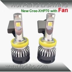 Newest CREE XHP-70 Chip 60W Car LED Headlight With Fan