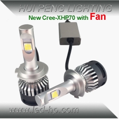 Newest CREE XHP-70 Chip 60W Car LED Headlight With Fan