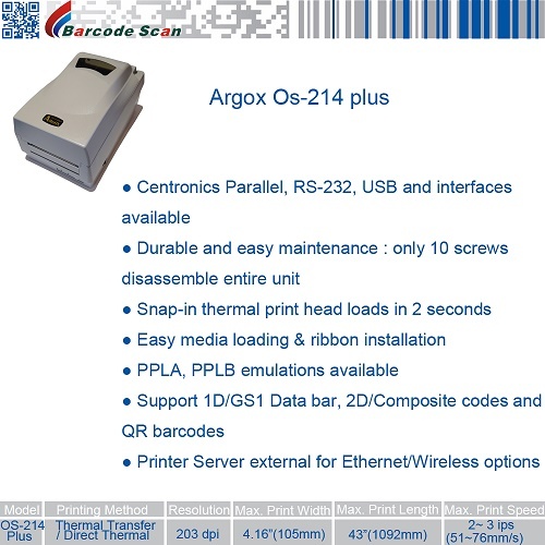 Принтер Argox OS-214plus штрих-кода