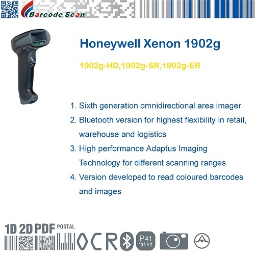 Honeywell Xenon 1900g &amp; 1902g 一般的なデューティスキャナ