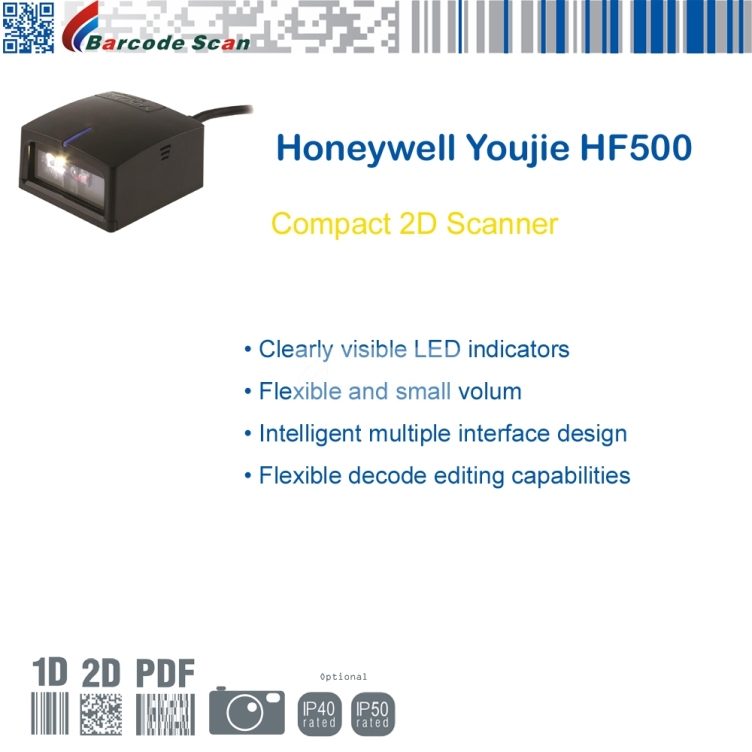 Com tamanho compacto scanner Honeywell Youjie HF500 2D