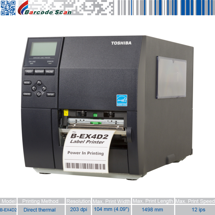 Imprimante d'étiquettes code-barres industrielle TOSHI BA TEC B-EX4D2 B-EX4T2