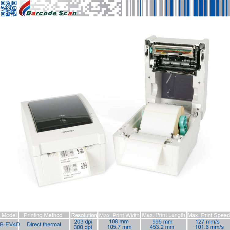 Toshi ba TEC B-EV4D B-EV4T series desktop direct thermal label printer