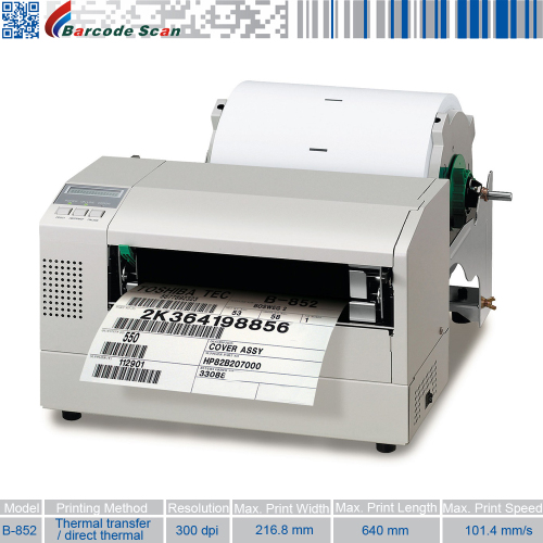 TEC B-852 wide web printing thermal transfer direct thermal barcode label printer