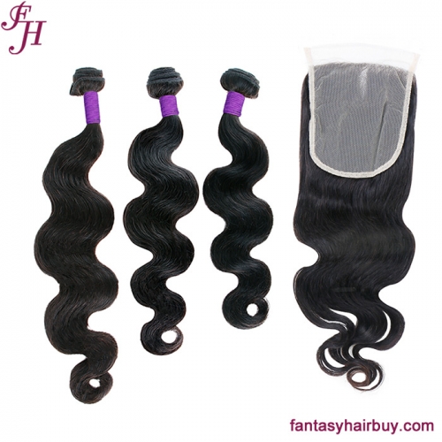 FH Virgin Brazilian hair bundle weave body wave hair bundle with 5x5 lace closure