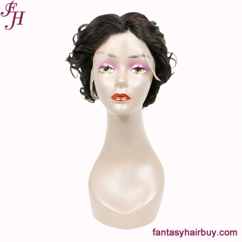 FH Transparent Lace Front 100% Human Hair Short Curly Pixie Wig