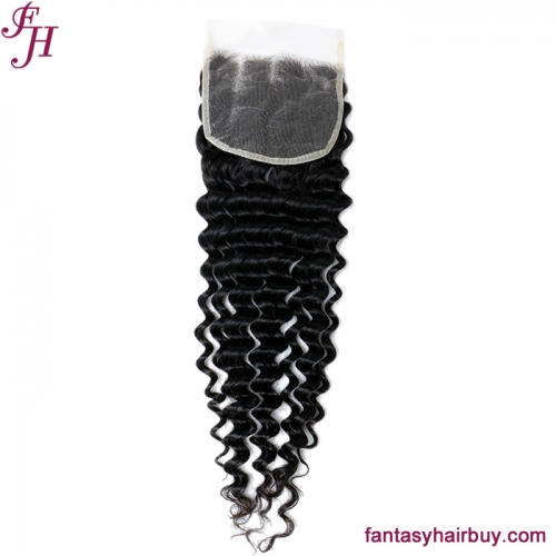 Transparent 5X5 Lace Closure Deep Wave Virgin Hair Vendors Human Hair Extension Closure