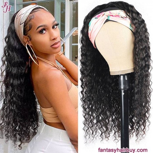 FH factory supply easy to wear water wave human hair natural hair headband wig