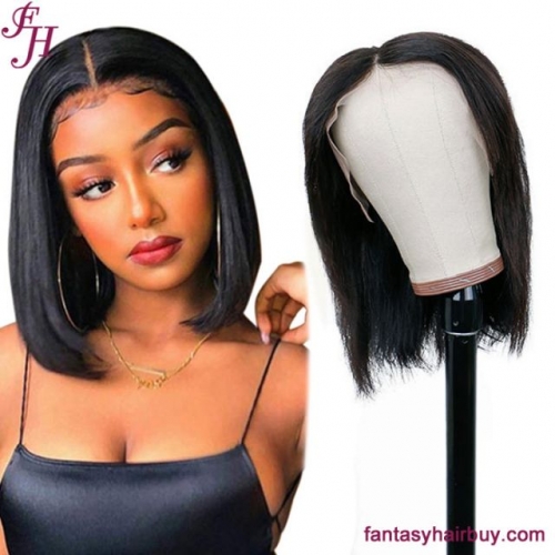 FH best brazilian hair 13×4 transparent lace straight short bob wig customized ready to ship