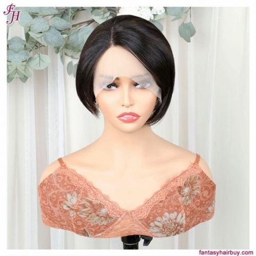 FH hair vendor transparent lace front side T part pixie wig