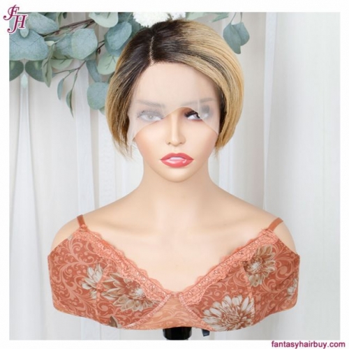 FH hair wholesale pixie wig raw human hair #1B/27 pixie wig