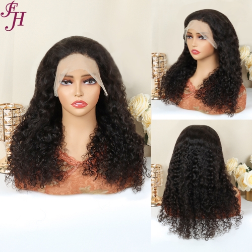 FH premade 13x4 Transparent Lace Frontal Wig Water Wave Virgin Hair Wig