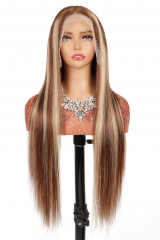 FH #P4/27  transparent lace 13×4 lace frontal highlight straight wig