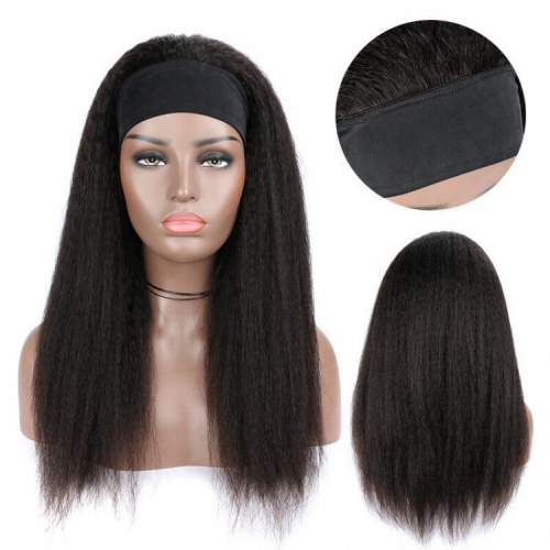 FH wholesale price human hair kinky straight headband wig